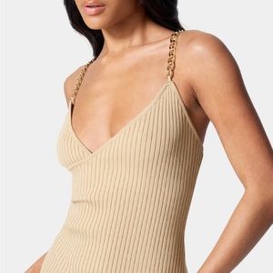 New Bebe ribbed knit mini ribbed in beige size s